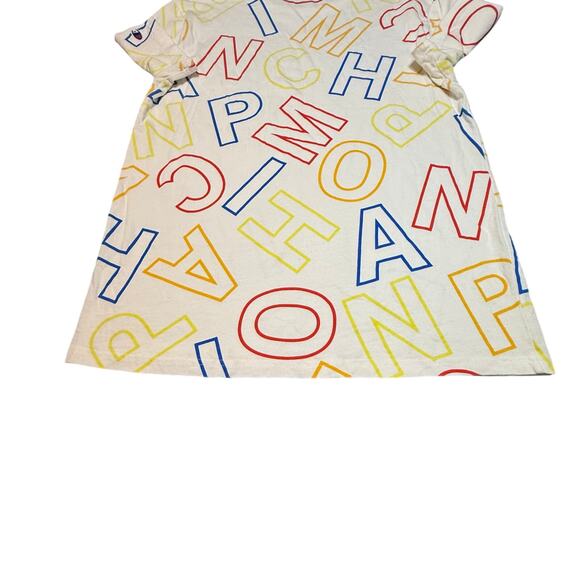 Champion Scrambled Letters Tee Men’s M White Primary Colors Crew Neck - Picture 7 of 13
